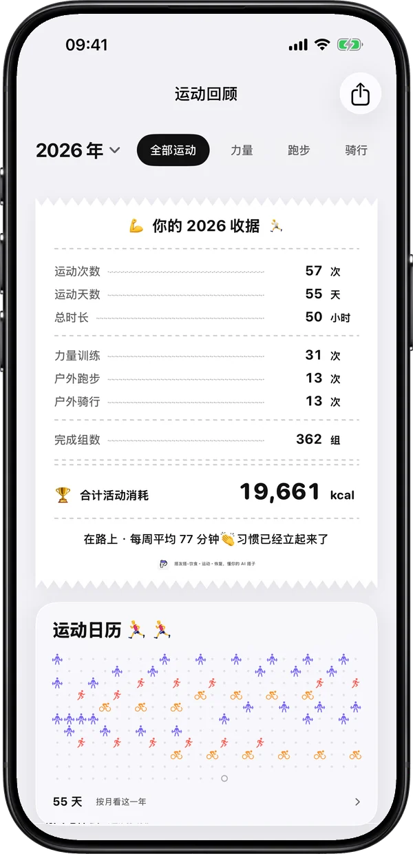 运动回顾:你的 2026 收据和运动日历